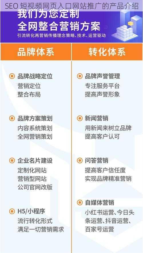 SEO 短视频网页入口网站推广的产品介绍