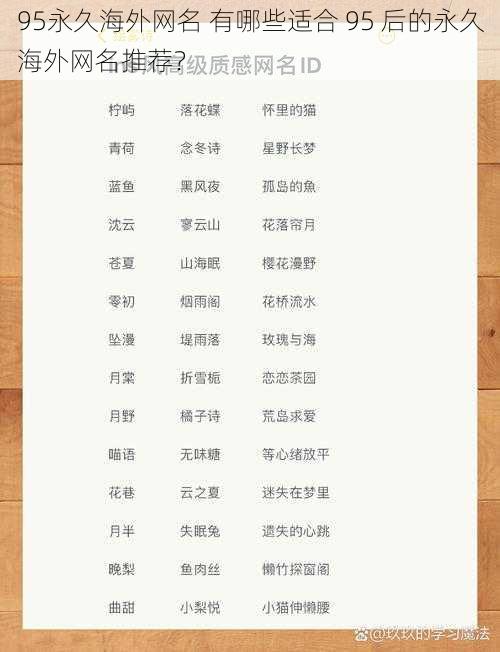 95永久海外网名 有哪些适合 95 后的永久海外网名推荐?