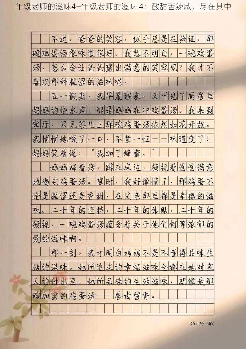 年级老师的滋味4—年级老师的滋味 4：酸甜苦辣咸，尽在其中