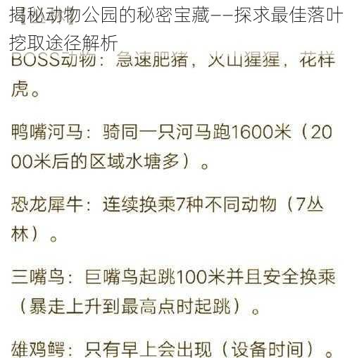 揭秘动物公园的秘密宝藏——探求最佳落叶挖取途径解析