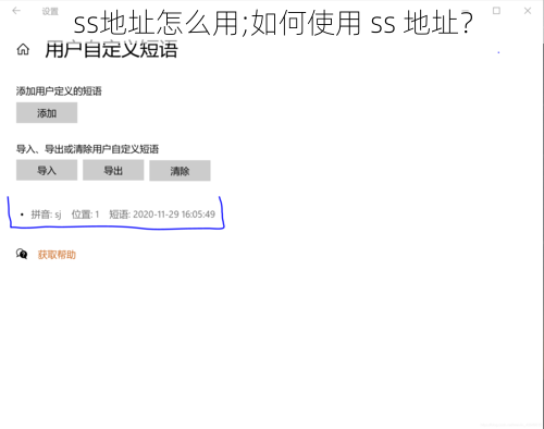 ss地址怎么用;如何使用 ss 地址？