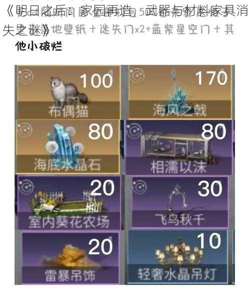 《明日之后：家园再造，武器与材料家具消失之谜》