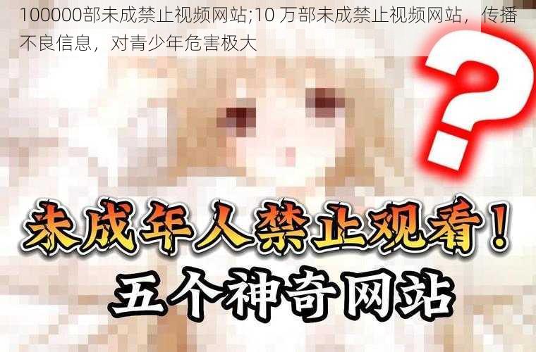 100000部未成禁止视频网站;10 万部未成禁止视频网站，传播不良信息，对青少年危害极大