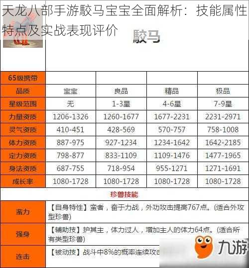 天龙八部手游駮马宝宝全面解析：技能属性特点及实战表现评价