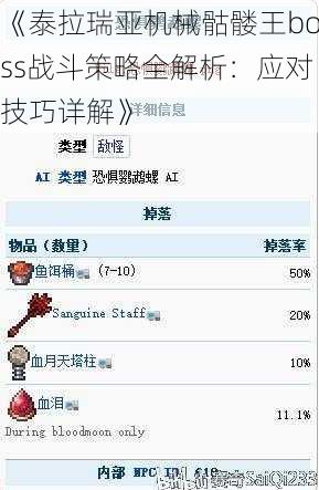 《泰拉瑞亚机械骷髅王boss战斗策略全解析：应对技巧详解》
