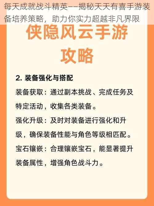 每天成就战斗精英——揭秘天天有喜手游装备培养策略，助力你实力超越非凡界限